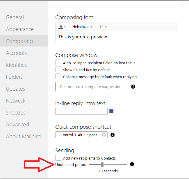 mailbird undo send