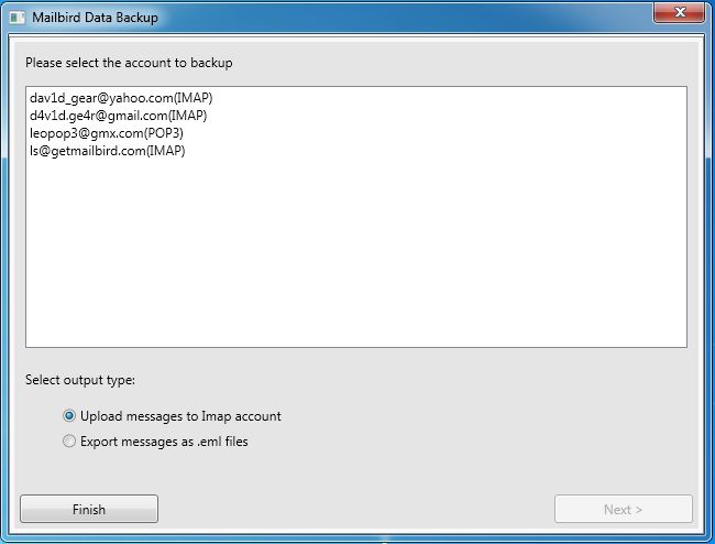 how to export message from mailbird