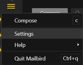 mailbird folder font size