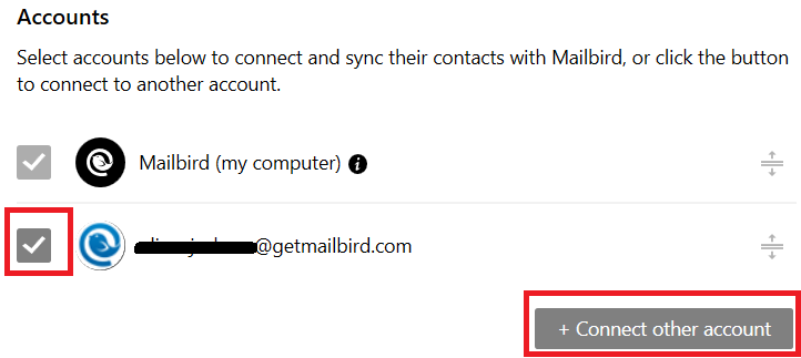 mailbird contacts unsupported