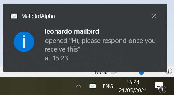 mailbird notifiy read email