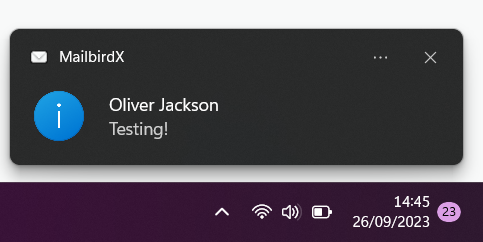 still getting windows notification when new email mailbird