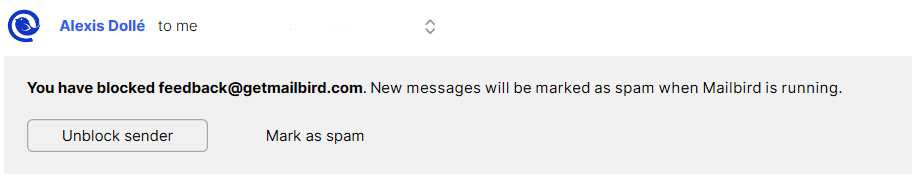 mailbird block sender