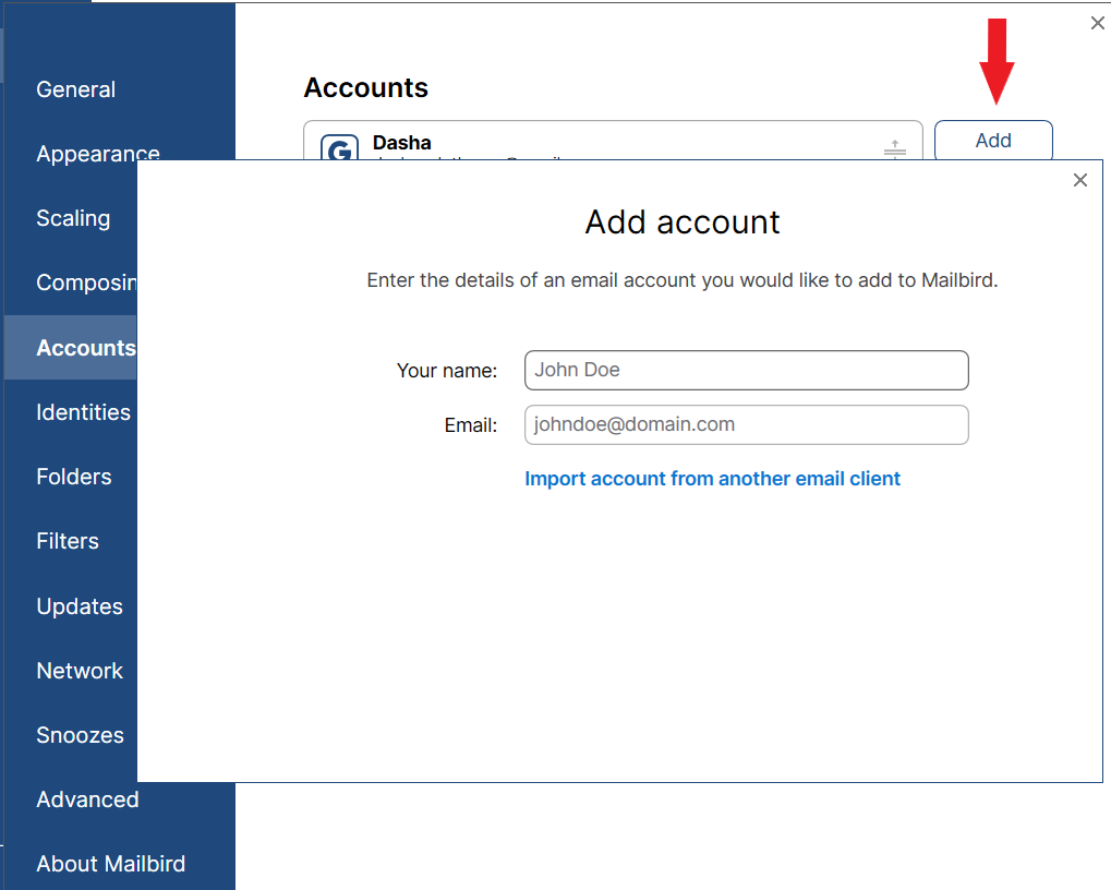 how to setup a pop3 account in mailbird