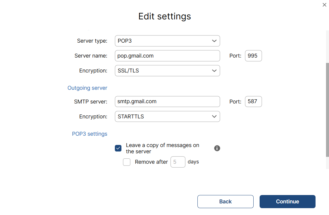 mailbird change pop3 password