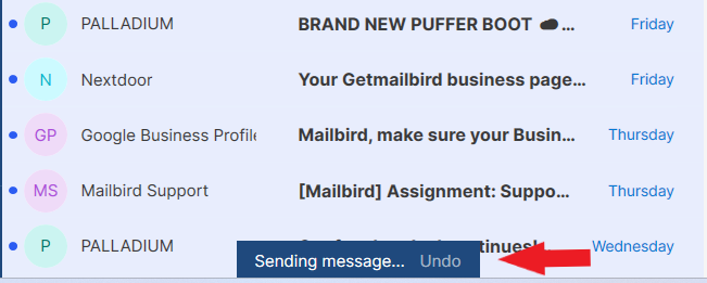 mailbird blank emails after undo