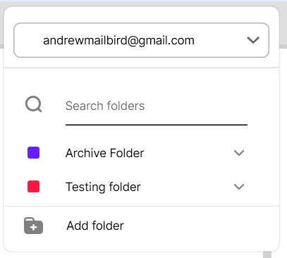 mailbird display folder