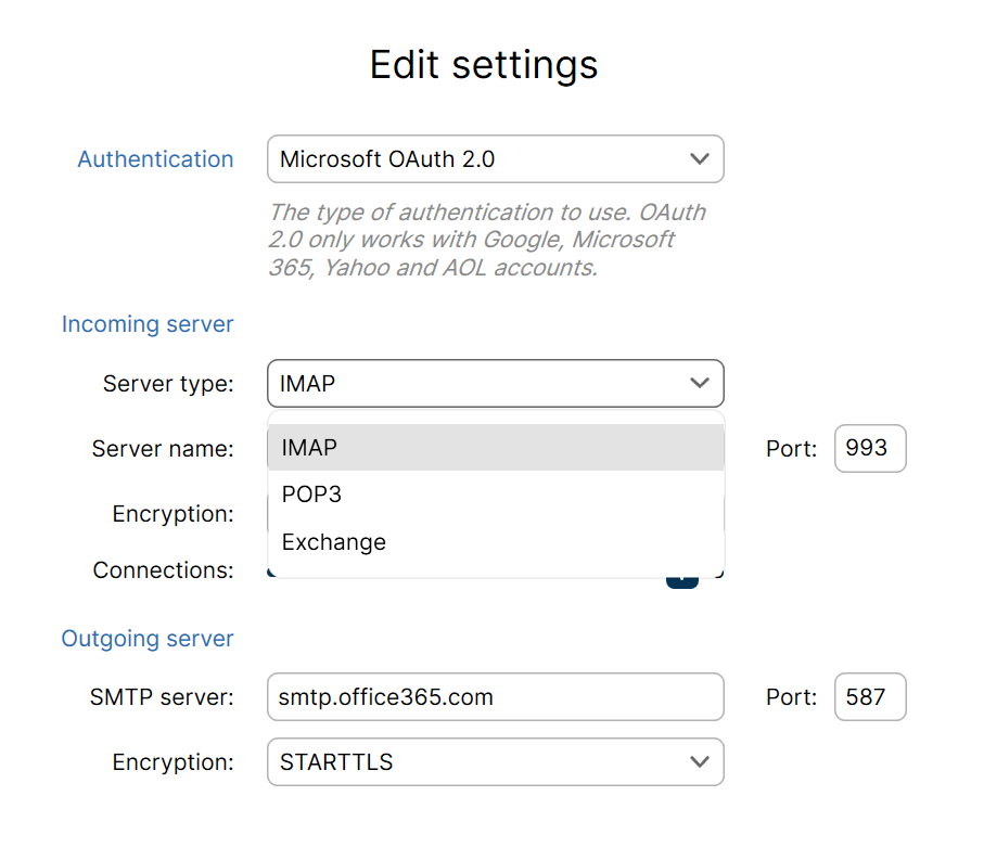 mailbird exchange setup