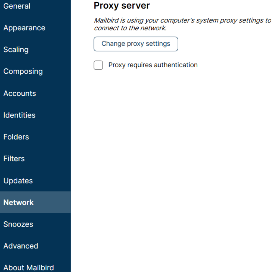 mailbird proxy settings