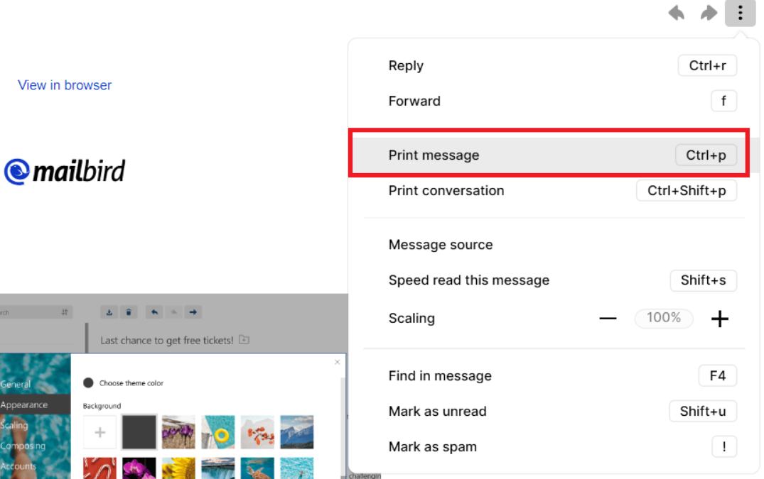 How to Print an Email or Conversation Mailbird