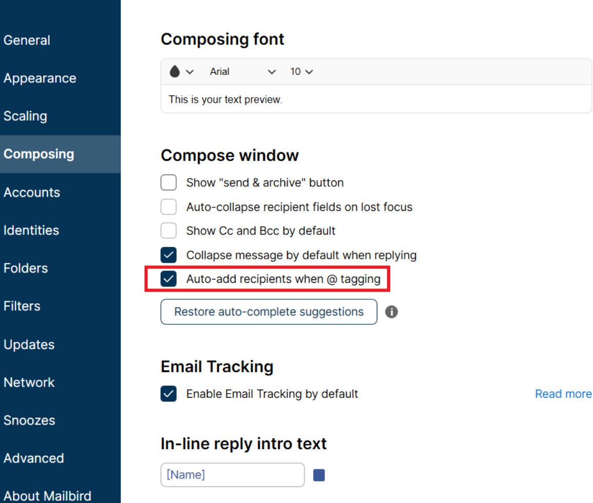 how to remove autofill contact in mailbird