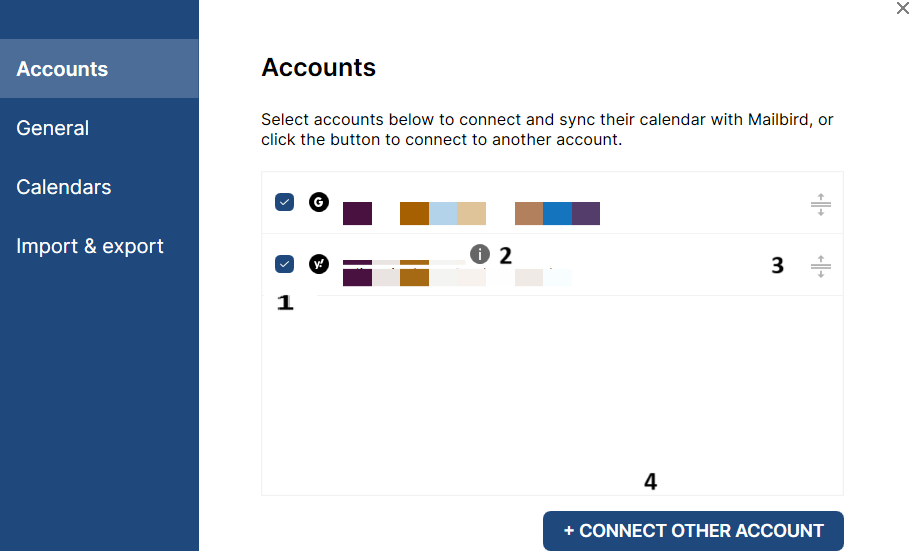 mailbird calendar settings