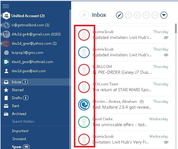 change icons of mailbird