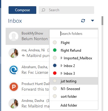 mailbird sync all folders