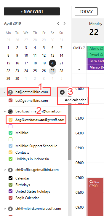 can mailbird access outlook calendar