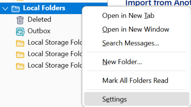 mailbird display folder