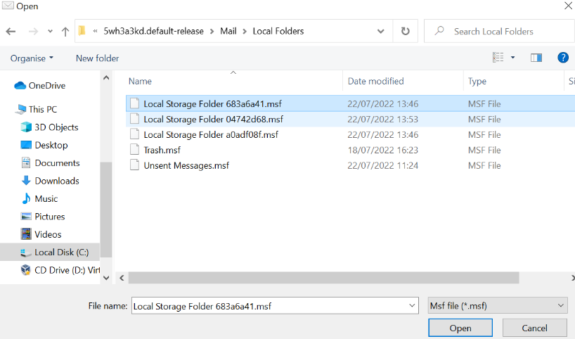 mailbird import folders