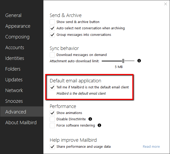 mailbird hotmail settings